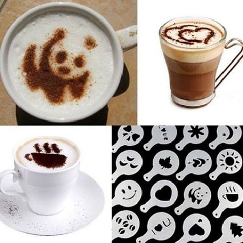 GET $50 NOW | Join RoseGal: Get YOUR $50 NOW!https://m.rosegal.com/bakeware/16-pull-flower-mold-fancy-coffee-printing-model-thickening-coffee-milk-spray-spray-template-set-6955917.html?seid=17643128rg6955917 Arte Del Cappuccino, Cappuccino Art, Coffee Pattern, Art Stencils, Coffee Latte Art, Cappuccino Machine, Coffee Barista, Cappuccino Coffee, Coffee Valentines