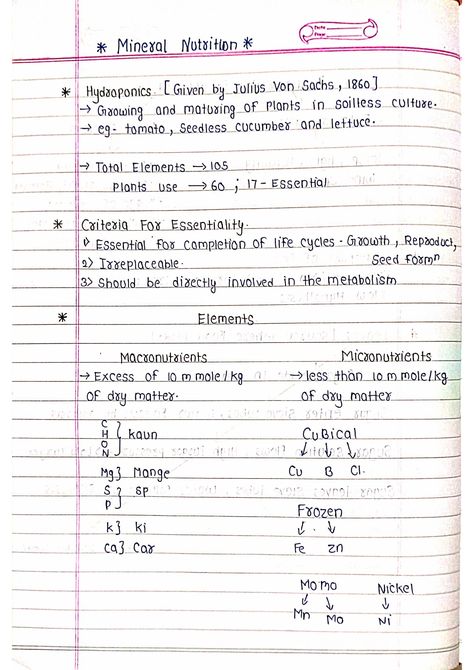 Mineral Nutrition - Biology Handpicked Short Notes Motion Physics, Tissue Biology, Chemical Kinetics, Mineral Nutrition, Plant Physiology, Revision Tips, Redox Reactions, Element Chemistry, Human Body Facts