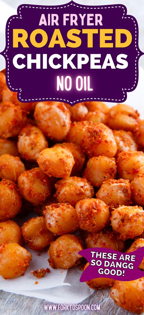 Air Fryer Roasted Chickpeas are a tasty and nutritious snack you can whip up without any oil, offering endless flavor possibilities. These crispy chickpeas have become my go-to healthy treat, and once you give them a try, you'll see why they're a game changer. This recipe is not only quick and simple but also adaptable for those without an air fryer—just follow my straightforward instructions! Perfect for anyone looking for a fast, easy, and healthy snack option. Air Fryer Chickpeas Recipes Sweet, Airfryer Roasted Chickpeas, Air Fryer Chickpea Snack, Chickpeas Recipe Roasted, Healthy Snacks Chickpeas, Recipe For Roasted Chickpeas, No Oil Air Fryer Recipes, Recipes With Canned Chickpeas, Roast Chick Peas Recipes