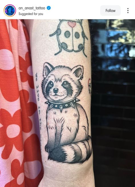 Feral Tattoo Ideas, Feral Tattoo, Raccoon Tattoo, Tattoo On Leg, Leg Tattoos, Tattoo On, I Tattoo, Tattoo Ideas, Tattoos