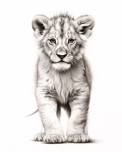 Lion Cubs Drawing, Lion And Baby Tattoo, Lion Cubs Tattoo Design, Baby Cub Tattoo, Lioness Cub Tattoo, Lion Cub Tattoo Design, Lion Cubs Tattoo, Baby Lion Tattoo, Little Lion Tattoo