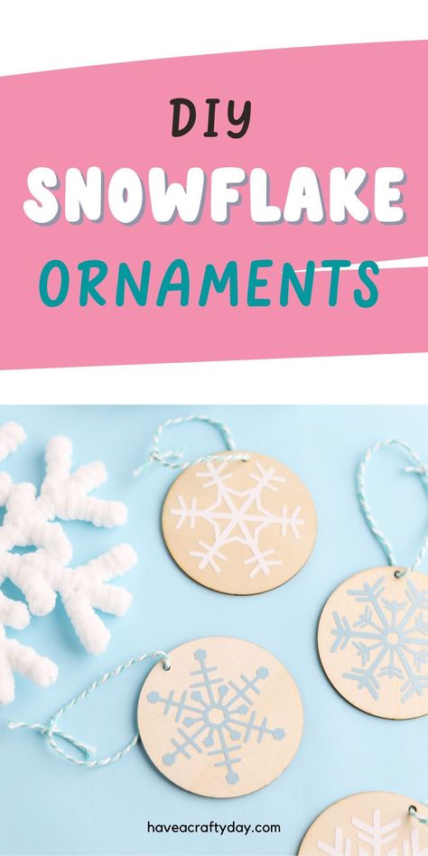 Add snow to your tree with these cute snowflake ornaments. So easy to make with your Cricut. Snowflake Ornaments Diy, Cricut Ornaments, Diy Snowflake, Christmas Cricut, Snow Flakes Diy, Kids Christmas Ornaments, Handcrafted Ornaments, Christmas Crafts To Make, Holiday Craft