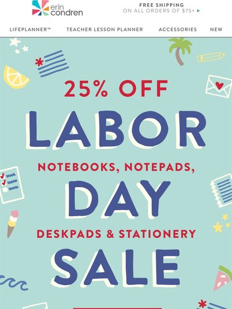 Memorial Day Sale Design, Labor Day Sale Email, Labor Day Sale Design, Labor Day Email Design, Sale Email Design, Email Header, Sale Illustration, Sale Email, Teacher Lesson Planner