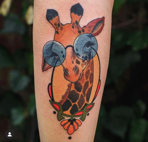 Traditional Tattoo Animals, Giraffe Tattoo, Tattoo Animals, Animal Tattoos, Traditional Tattoo, Tattoos And Piercings, Traditional Style, Body Art, Old School