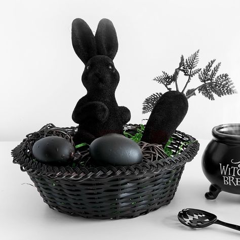 Gothic Multi-Shop Marketplace on Instagram: “Happy gothic easter 🖤 📷 horrorshopcom . . . #gothiclifestyle #gothiclifestyles #gothaesthetic #nugoth #palegoth #gothiclife #gothic…” Goth Easter Decor, Goth Easter Basket, Gothic Easter Decor, Happy Creepster, Goth Easter, Spooky Easter, Gothic Easter, Creepy Easter, Rabbit Season