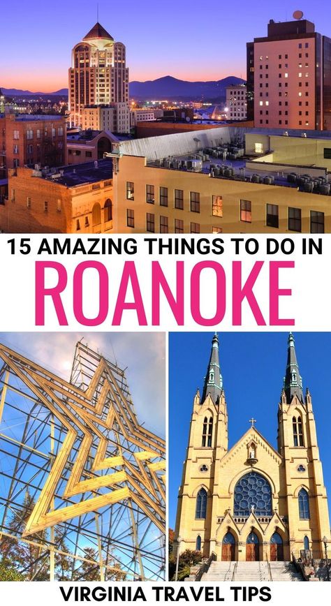 Are you looking for the best things to do in Roanoke VA? This guide shows you the top Roanoke attractions and landmarks, including where to stay (and more)! | Roanoke things to do | What to do in Roanoke | Visit Roanoke Virginia | Trip to Roanoke | Places to visit in Roanoke | Roanoke attractions | Roanoke museums | Roanoke itinerary | Roanoke restaurants | Roanoke landmarks | Roanoke sightseeing | Roanoke photography spots Roanoke Virginia Things To Do, Things To Do In Roanoke Va, Roanoke Star, Natural Bridge Virginia, Virginia Waterfalls, Roanoke College, Fake Date, Gatlinburg Tennessee Vacation, Anniversary Trip Ideas