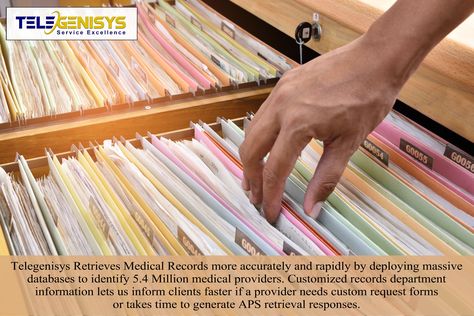 #Telegenisys #RetrievesMedicalRecords more accurately and rapidly by deploying massive databases to identify 5.4 Million medical providers. Customized records department information lets us inform clients faster if a provider needs custom request forms or takes time to generate #APSretrieval responses. Genealogy Organization, Paper Clutter, Record Keeping, Genealogy Research, Self Storage, Medical Records, Paper Storage, Medical Information, Risk Management