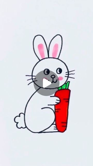 Easy Rabbit Drawing For Kids, Rabbit Drawing For Kids, Rabbit Easy Drawing, Rabbit Drawing Easy, Rabbit Gif, Rabbit Pictures, Rabbit Drawing, Kids Doodles, Holding Flowers