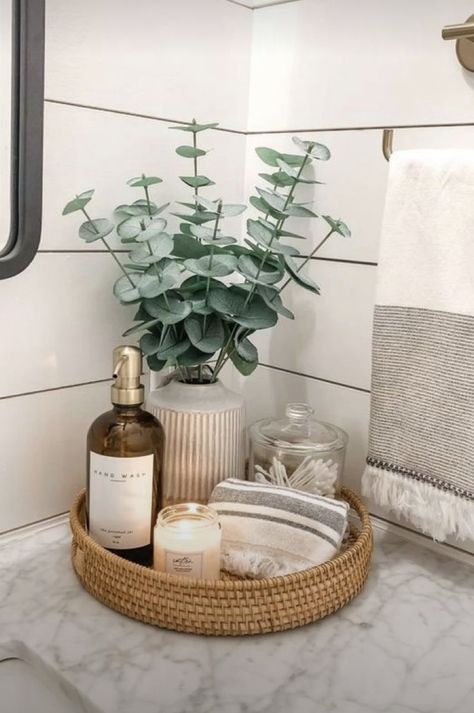 Bathroom Tray Decor, Bathroom Counter Decor, Restroom Decor, Bathroom Decor Apartment, Counter Decor, Bathroom Tray, Bathroom Design Decor, Bathroom Decor Ideas, Bathroom Inspiration Decor