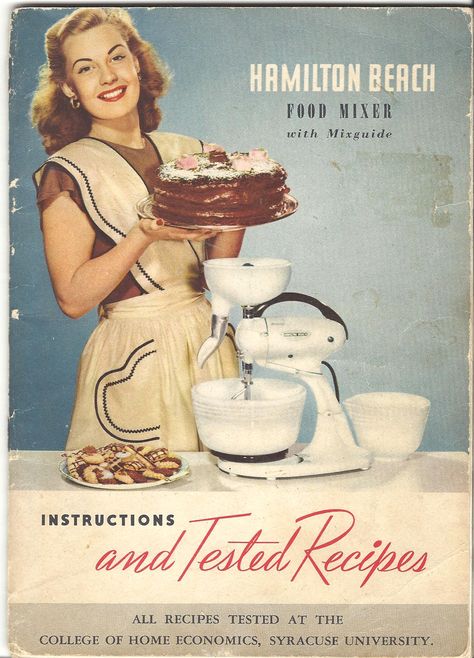 Hamilton Beach Food Mixer Instructions and Tested Recipes, 1948. Food Mixer, Mixer Recipes, Vintage Housewife, Beach Food, Retro Housewife, Vintage Baking, Beach Meals, Vintage Cooking, Hamilton Beach