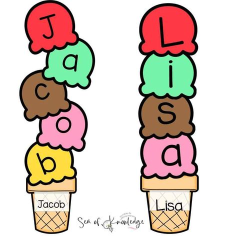 Ice Cream Craft Preschool: Free Name Craft with Letter Cones Ice Cream Craft For Preschoolers, Ice Cream Crafts For Toddlers, Ice Cream Activities, Letter I Activities, Ice Cream Cone Craft, Ice Cream Craft, Summer Sensory, June Crafts, Ice Cream Crafts