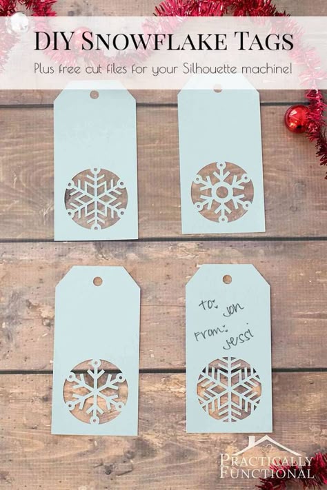 Make Snowflake Christmas Gift Tags with Free Cut File Gift Tag Template Free, Snowflake Gift Tags, Christmas Gift Tags Free, Christmas Gift Tags Handmade, Cricut Christmas Ideas, Tag Templates, Gift Tag Template, Christmas Cut Files, Gift Tags Diy