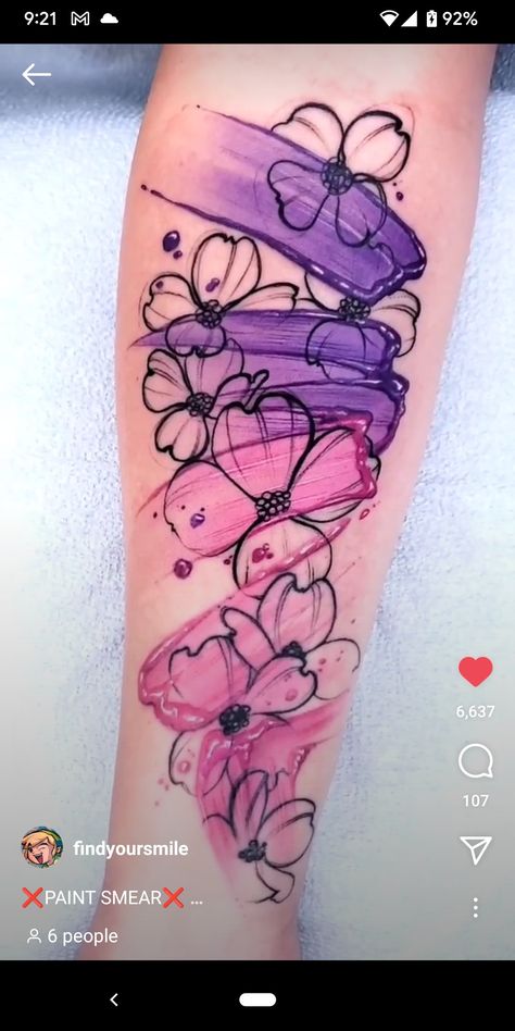 I definitely want it done by him. He's the master of the craft. Different flowers though. Similar colors depending on the flower. I really like pink and purple though. Maybe purple and blue? Purple Tattoo Ink, Purple Flower Tattoos, Ankle Tattoo Ideas, Purple Tattoos, Flower Tattoo Ideas, Chrysanthemum Tattoo, Pink Tattoo, Tattoo Background, Scar Tattoo