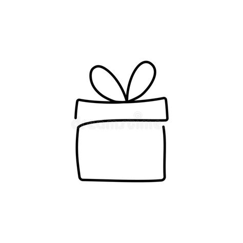 Gift Tattoo Present, Gift Box Logo Design Ideas, Present Box Drawing, Christmas Minimalist Illustration, Gift Logo Design Ideas, Outline Drawings Simple, Gift Box Tattoo, Gift Box Logo Design, Box Drawing Ideas