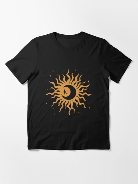 Riverside Cottage, Sun Moon And Stars, Tshirt Painting, Skeleton Head, Design Tshirt, Sun Shirt, Witchy Woman, T Shirt Costumes, Moon And Stars