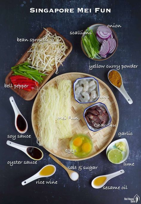 Mei Fun Recipe, Singapore Rice, Singapore Rice Noodles, Mei Fun, Substitute Ideas, Soy Sauce Eggs, Rice Noodle Recipes, Chinese Bbq Pork, Chinese Cooking Recipes