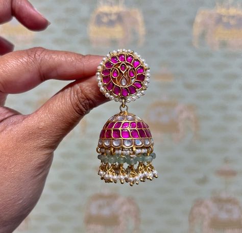 One can never have too many Jhumkas 🩷 #rajatamaya #silver #silverjewelry #jhumkas #earrings #kundan #templejewellery #victorianjewelry Kundan Jhumka, Bridal Gold Jewellery Designs, Jewelry Choker, Kundan Jewellery, Bridal Gold Jewellery, Delicate Details, Gold Jewellery Design, Indian Jewellery, Gold Plated Earrings