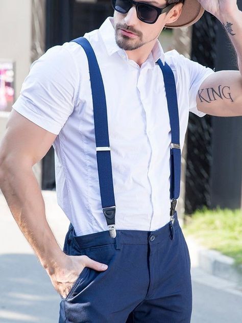 Casual Suspenders Outfit, Suspenders Outfits, Suspenders Men Fashion, Suspenders Fashion, Mens Dress Outfits, Mens Fashion Denim, Man Dressing Style, Classy Outfits Men, Suspenders Men