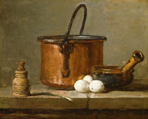 Jean-Baptiste-Siméon Chardin - Still Life, c.1732] Water Paintings, Detroit Institute Of Arts, Simple Object, Johannes Vermeer, Still Life Oil Painting, Copper Pots, Watercolor Artists, Jean Baptiste, Painting Still Life