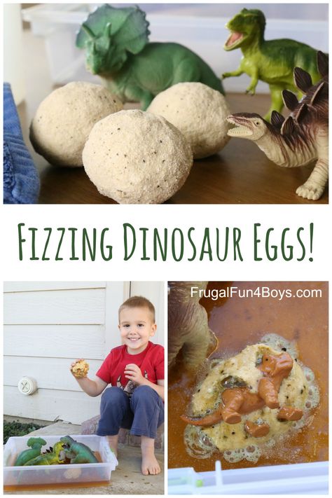 Fizzing Hatching Dinosaur Eggs: Sensory Play with Bath Bombs. Fun preschool activity for a dinosaur unit!  Or an outdoor play activity when the weather is warm. Hatching Dinosaur Egg, Dinosaurs Preschool, Preschool Craft, Dinosaur Activities, Dinosaur Crafts, Dinosaur Eggs, Birthday Party Activities, Baby Bath Time, Dino Birthday