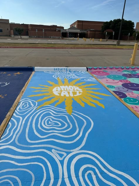 Mamma Mia Parking Spot Painting, Sun Senior Parking Spot, Ocean Parking Spot Painting, Beach Senior Parking Spot, Beachy Senior Parking Spot, Hippie Parking Spot Painting, Unique Parking Spot Paintings, Cute Parking Spot Painting Ideas, Cute Senior Parking Spot Ideas