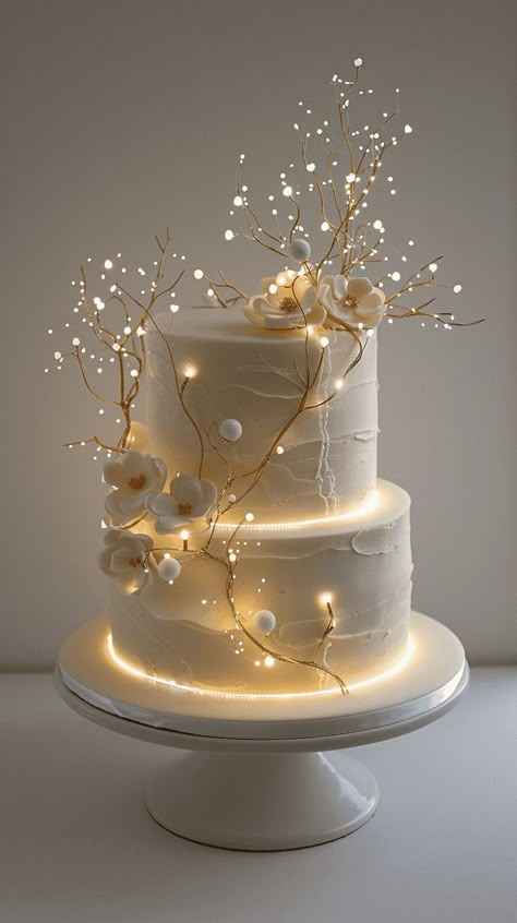 70+ Winter Wedding Cake Ideas (In 20 Categories) Fairytale Wedding Dessert Table, Wedding Cake Fairy Lights, Northern Lights Wedding Cake, Butterfly Theme Wedding Cake, February Wedding Cake Ideas, Woodland Fairy Wedding Cake, Wedding Cake With Fairy Lights, Wedding Cake Clear Tier, Wedding Cake Designs 2024