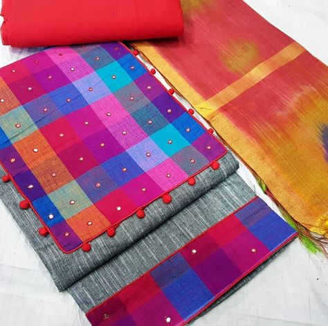 YOZZBY FASHIONS on Instagram: “Top: khadi cotton handloom with checks patch and abla work (2.5 mtr)  Bottom cotton (2mtr)  Dupatta Patola silk (2.3mtr) *Price 849+$*💰💰…” Abla Work, Handmade Gold Necklace, Suits Dress, Womens Dress Suits, Free Cash, Cotton Suits, Kurta Designs, Indian Designer Wear, Handmade Gold