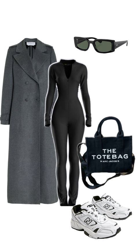 trench coat, winter outfit, tote bag, new balances, black jumpsuit outfit Trench Coat Winter Outfit, Coat Winter Outfit, Trench Coat Winter, Black Jumpsuit Outfit, New Balances, Jumpsuit Outfit, Coat Winter, Winter Looks, Black Jumpsuit