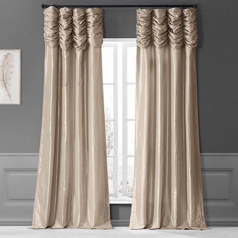 Exclusive Fabrics & Furnishing Ruched Faux Silk Taffeta Energy Saving Light-Filtering Rod Pocket Single Curtain Panel - JCPenney Faux Silk Curtains, Window Opening, Long Room, Half Price Drapes, Silk Curtains, Large Window, Elegant Curtains, Darkening Curtains, Curtains Living