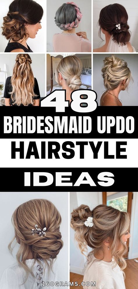 Save this pin for stunning updo inspirations perfect for bridesmaids! Elevate your wedding look with these elegant hairstyle ideas. #UpdoHairstyles #BridesmaidsHair #WeddingInspiration Updo Hairstyles For Bridesmaids, Bridesmaid Updo Hairstyles, Hairstyles For Bridesmaids, Fishtail Updo, Dutch Braid Updo, Blonde Bun, Bridemaids Hairstyles, Blonde Updo, Bridesmaid Updo