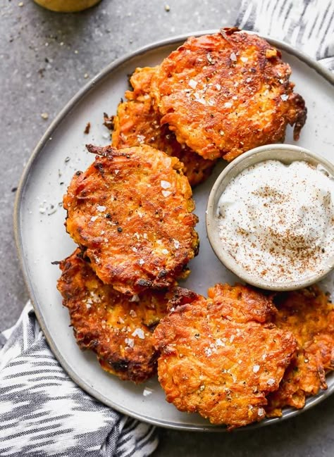 Sweet Potato Latkes - Cooking for Keeps Sweet Potato Latkes, Sweet Potato Cinnamon, Potato Latkes, Matzo Meal, Crispy Sweet Potato, Sweet Potato Pancakes, For Keeps, Potato Pancakes, Sweet Potato Recipes