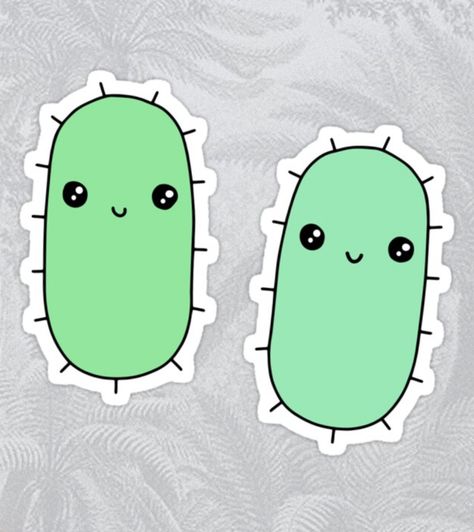 Bacteria Cartoon, E Coli Bacteria, Medical Stickers, Science Stickers, Homemade Stickers, Black Stickers, Kawaii Style, Cartoon Stickers, Bullet Journal Doodles