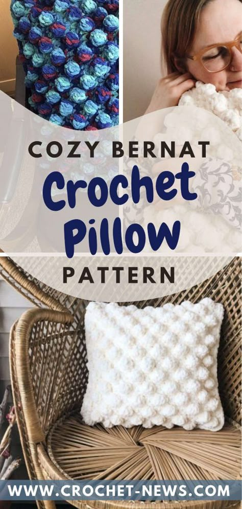 Bernat Patterns, Crocheted Cushions, Crochet Pillow Patterns Free Chunky Yarn, Chunky Crochet Pillow Pattern, Chunky Crochet Pillow, Crochet Throw Pillow Cover, Throw Pillow Crochet Pattern, Bernat Yarn Patterns Crochet, Bernat Crochet Patterns