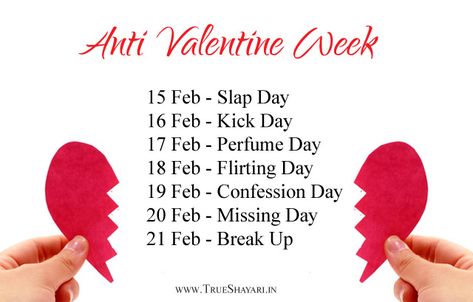 Valentine Week 2021 with Dates | Full List February Days 7th to 14th Feb February Days List, Chocolate Day Shayari, Valentine Week List, Valentine Status, Valentine Day Week List, Promise Day Shayari, Flirting Day, Rose Day Shayari, February Days