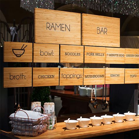 Fun Food Stations, Ramen Station, Unique Wedding Food, Ramen Ingredients, Foodtrucks Ideas, Wedding Food Stations, Ramen Bar, Wedding Food Drink, Ramen Restaurant