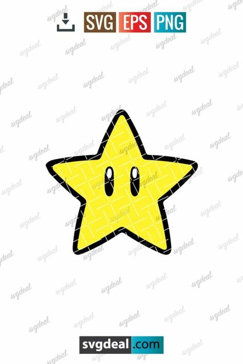 Super Mario Star Svg Super Mario Svg Free, Mario Svg Free, Super Mario Svg, Mario Svg, Scan N Cut Projects, Mario Star, Star Eyes, Star Svg, Super Mario Brothers