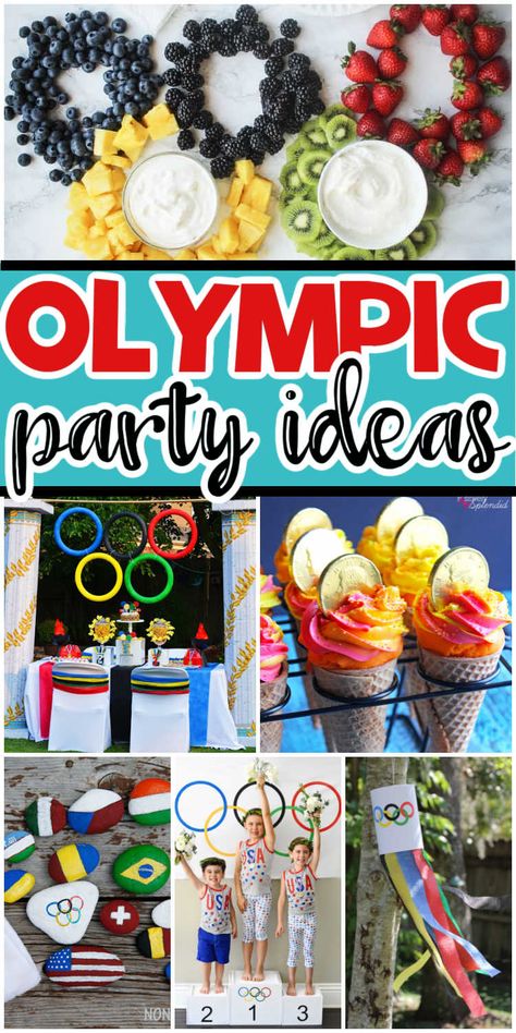 The best Olympics party ideas! Decorations, food, games, and more! Olympic Birthday Party, Olympic Vbs, Olympic Party Food, Beer Olympics Party, Olympic Party Games, Olympic Party Decorations, Summer Olympics Party, Vbs Olympics, Olympic Food