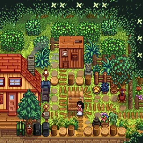 Stardew Valley Chicken Coop Layout, Stardew Valley Garden, Farm Layouts, Stardew Ideas, Stardew Farm, Brown Building, Stardew Farms, Stardew Valley Layout, Stardew Valley Farms