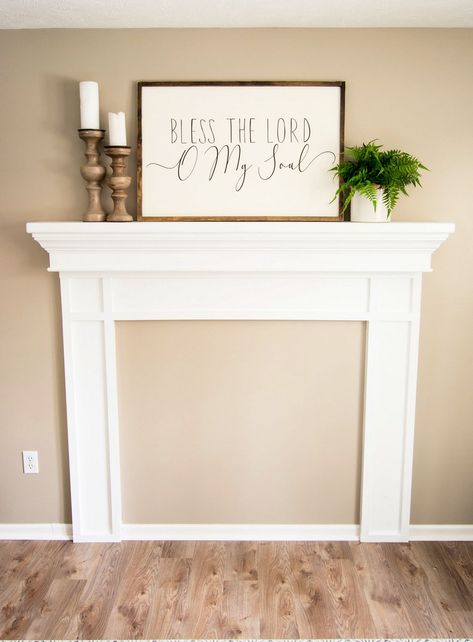 Mantel Without Fireplace, Fireplace Cover Ideas, Diy Fireplace Cover, Fireplace Cover Up, Fireplace Mantle Ideas, Faux Fireplace Mantel, Grace In My Space, Faux Fireplaces, Diy Faux Fireplace