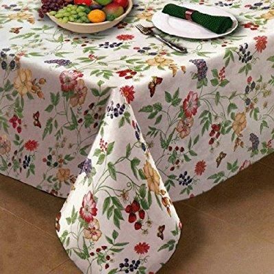 Enchanted Garden Flannel Backed Vinyl Tablecloth Indoor Outdoor 60"x84" Oblong (Rectangle) - Walmart.com Vinyl Table Covers, Square Kitchen, Outdoor Tablecloth, Vinyl Tablecloth, Linen Store, Floral Print Design, Enchanted Garden, Table Pads, Table Covers