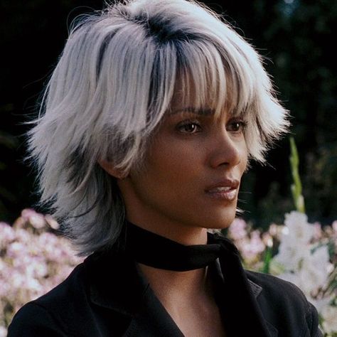 Storm Hair Xmen, Halle Berry Storm, Xmen Icons, Halle Berry Hairstyles, X Men Icons, Mcu Icons, Ororo Munroe, Choppy Bob Haircuts, Beautiful Gray Hair