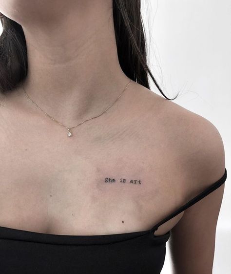 Letter Tattoo Ideas, Small Letter Tattoo, Empowering Tattoos, Letter Tattoo, She Is, Small Letter, Inspiration Tattoos, Text Tattoo, Classy Tattoos