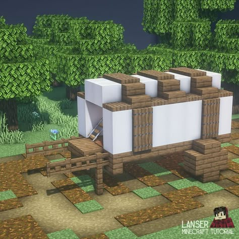 Wheel Barrow Minecraft, Wagon Minecraft Ideas, Minecraft Caravan Wagon, Minecraft Hay Cart, Minecraft Details Ideas, Minecraft Wagon Design, Outdoor Decor Minecraft, Minecraft Wagons And Carts, Minecraft Caravan