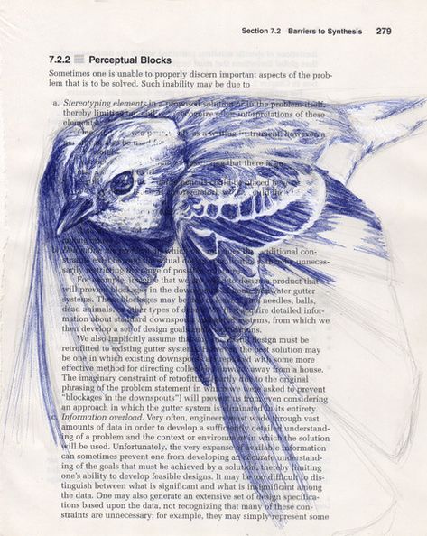 Perceptual Blocks | blue ballpoint ink and white-out on text… | Paula | Flickr Love Bird Drawing, Love Birds Drawing, Drawing Bird, Ballpoint Pen Art, Ballpoint Pen Drawing, Bird Drawing, Tattoo Lettering Fonts, Fancy Letters, Love Bird