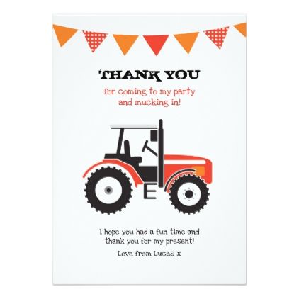 #Red Tractor Birthday Thank You Note Card - #birthday #gifts #giftideas #present #party Red Tractor Birthday Party, Red Tractor Birthday, Birthday Thank You Notes, Tractor Birthday Party, Farm Birthday Invitation, Tractor Party, Birthday Invitations Diy, Tractor Birthday, Red Tractor