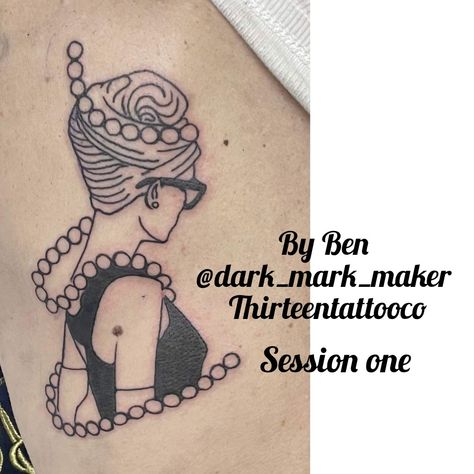 Ben Thirteentattooco @dark_mark_maker Audrey Hepburn Tattoo, Tiffany Tattoo, Aubrey Hepburn, Audrey Hepburn Art, Breakfast At Tiffany's, Breakfast At Tiffanys, Dark Mark, Simplistic Tattoos, S Tattoo