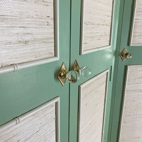 DecWOOD Mouldings on Instagram: "A 1950's wardrobe makeover - How well do our bamboo mouldings work with the grass cloth panels?💚🎋 📸 @ness__interiors . . . #decwood #1950shouse #builtinwardrobes #wardrobemakeover #wardrobedesign #wardrobestyling #bespokejoinery #joinery #carpentery #diyproject #joineryworkshop #joinerydetails #bespokefurniture #grassclothfurniture #bedroominspo #greeninteriors #naturalinterior #furnitureflip #furnituredesign #interiors4all #fittedfurniture #fittedwardrobes" Bamboo Moulding, Decwood Mouldings, Diy Furniture Upgrade, Wood Molding Trim, Paneled Doors, Italy House, Joinery Details, Wardrobe Makeover, Drop Zone