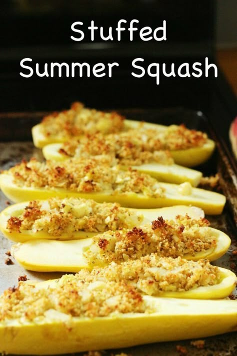 Stuffed Yellow Squash Recipe Stuffed Yellow Squash Recipes, Stuffed Yellow Squash, Stuffed Summer Squash, Yellow Squash Recipe, Healthy Squash Recipes, Yellow Squash Recipes, Summer Squash Recipes, Stuffed Squash, Southern Summer