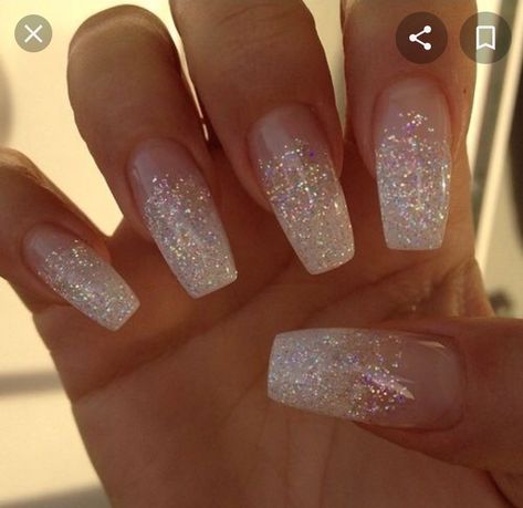 Wedding Nail Art Design, Wedding Nails French, Wedding Nails Glitter, White Glitter Nails, Wedding Nails For Bride, Wedding Nails Design, Super Nails, Nail Art Wedding, Bride Nails