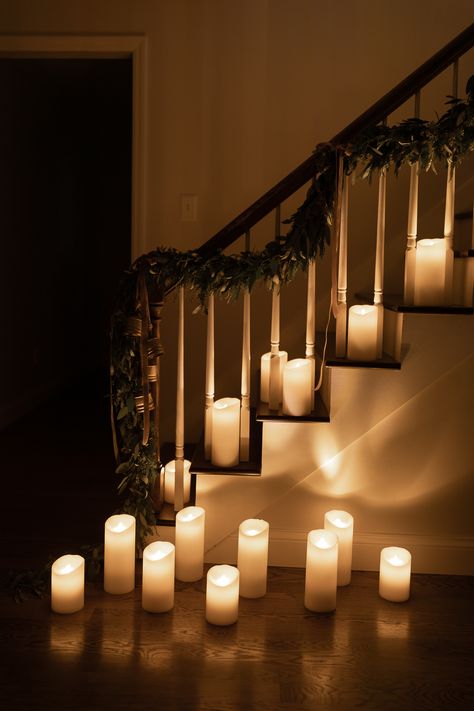 Flameless LED Candles | Julie Blanner Candle Stairs, Led Candles Wedding, Fake Candles, Led Candle Decor, Julie Blanner, Battery Candles, Flameless Led Candles, Battery Operated Candles, Halloween Porch